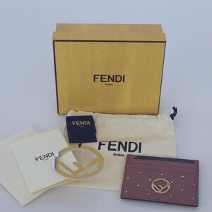 Fendi | F is for Fendi studded card holder | Mauve/pink | Preowned